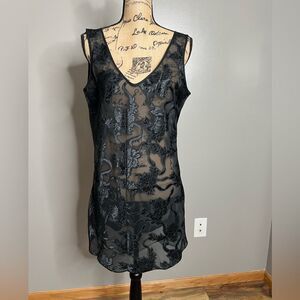 Victoria’s Secret gold label black floral slip dress negligee sexy feminine